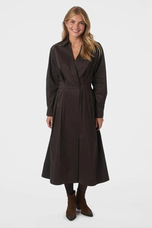Ottana Poplin Dress - Chocolate Brown