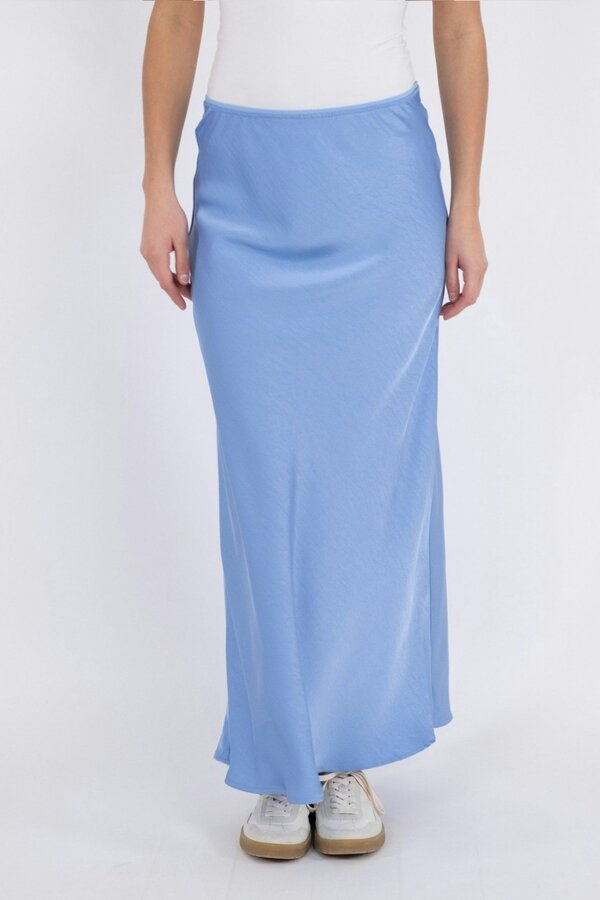 Vicky Heavy Sateen Skirt - Smoke Blue