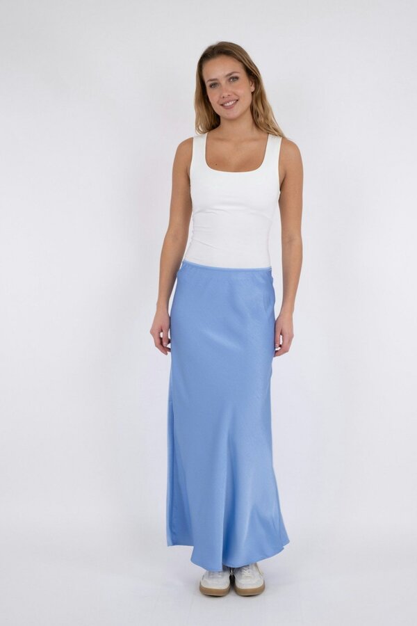 Vicky Heavy Sateen Skirt - Smoke Blue