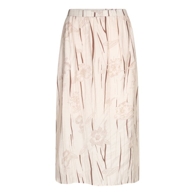 Midi Bloemen Rok - créme