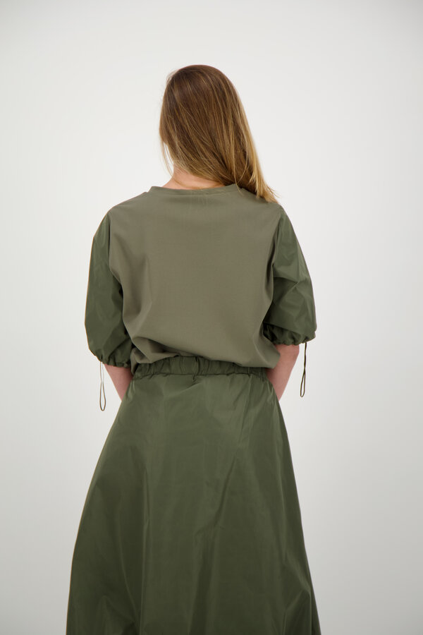 Pamela Tafeta Mix Blouse - Army