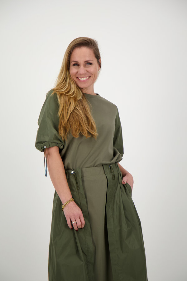 Pamela Tafeta Mix Blouse - Army