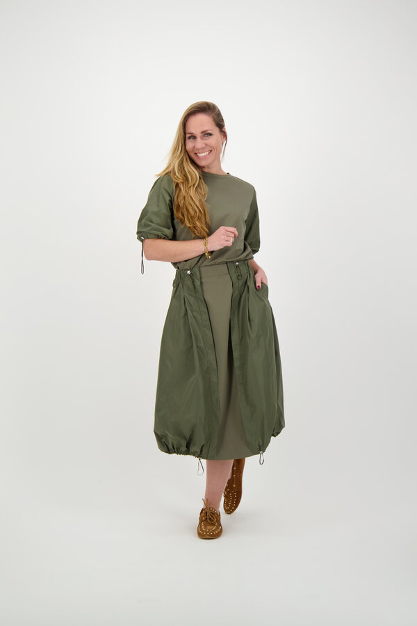Pamela Tafeta Mix Blouse - Army