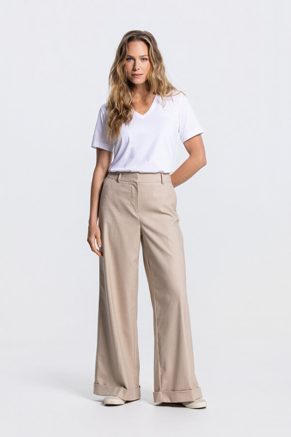 Nienke Wide Leg Pantalon - Zand