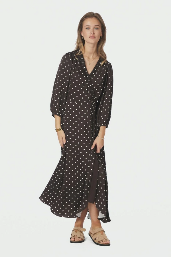 Malinga Dot Dress - Dark Brown