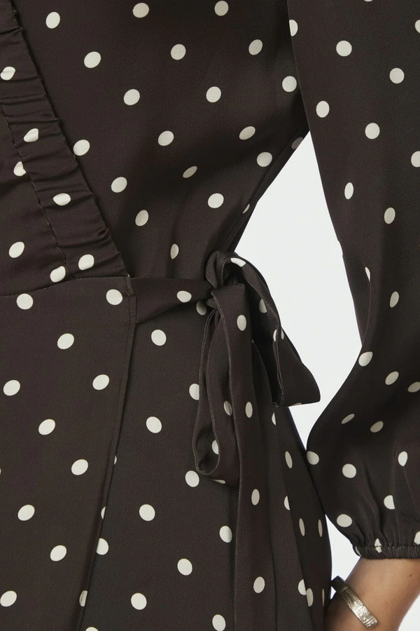 Malinga Dot Dress - Dark Brown