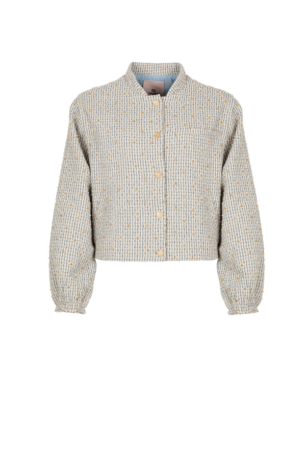 Lola Boucle Pearl Jacket - Off White/Blue