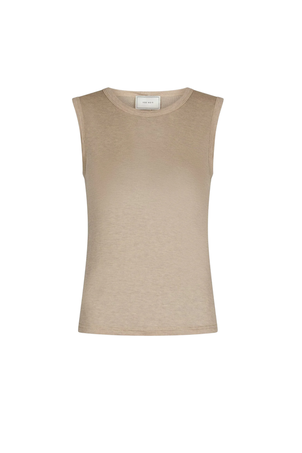 Nimbi Fine Rib Top - Beige Melange