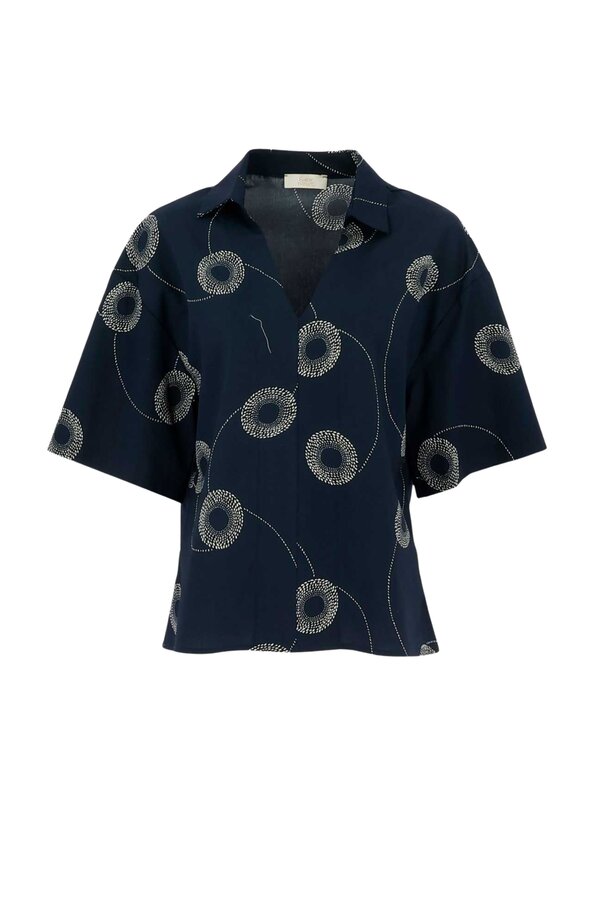Print Blouse - Navy