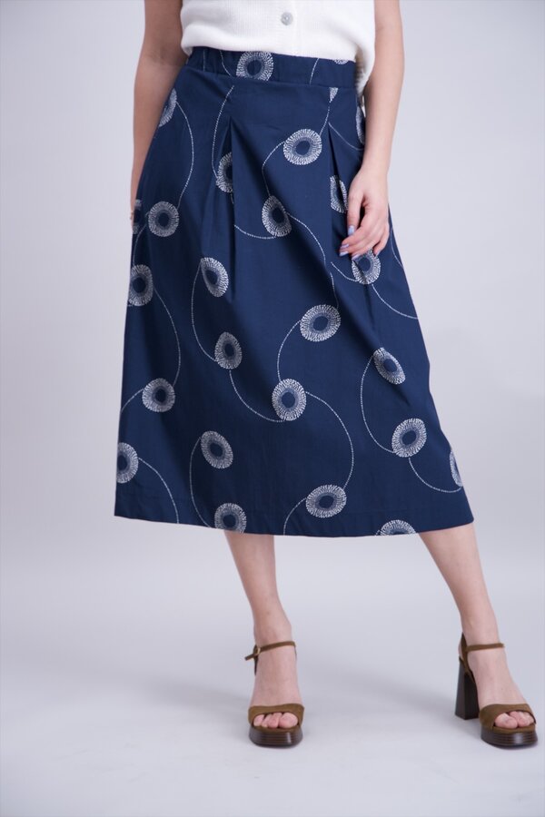 A-lijn Print Rok - Navy