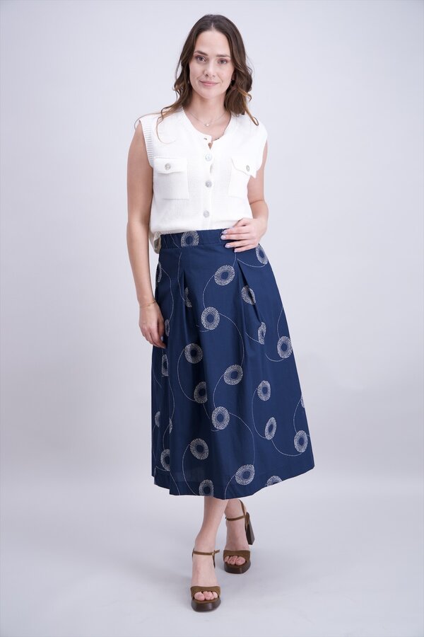 A-lijn Print Rok - Navy