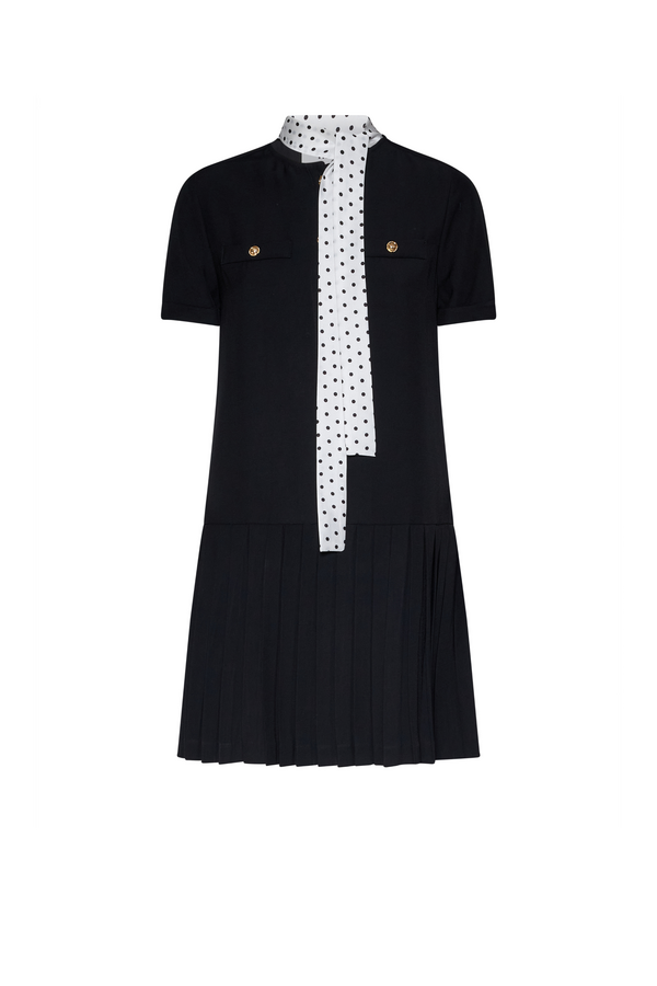 Hesper Short Dress - Black Pois White