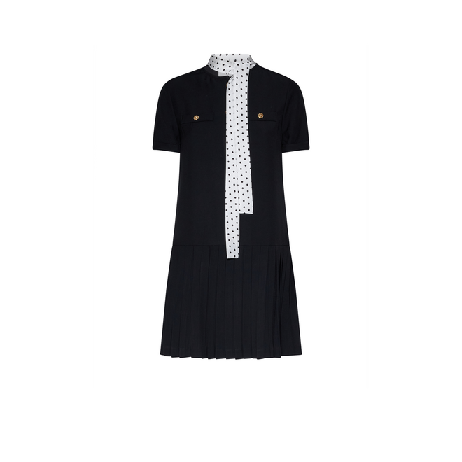 Hesper Short Dress - Black Pois White
