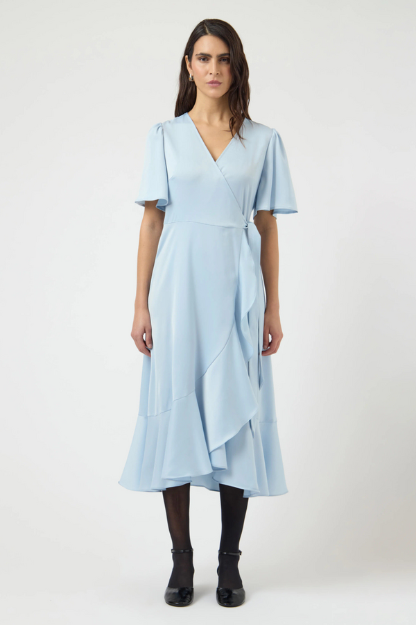 Thea 2/4 Midi Wrap Dress - Skyway