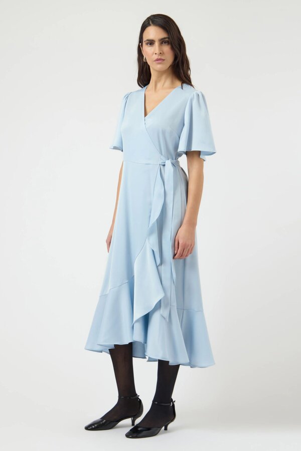 Thea 2/4 Midi Wrap Dress - Skyway