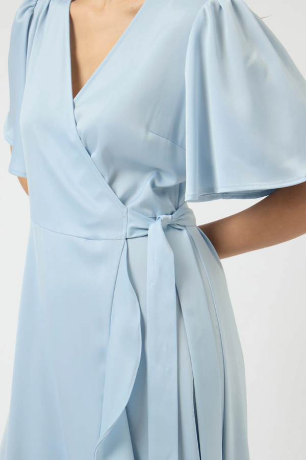 Thea 2/4 Midi Wrap Dress - Skyway