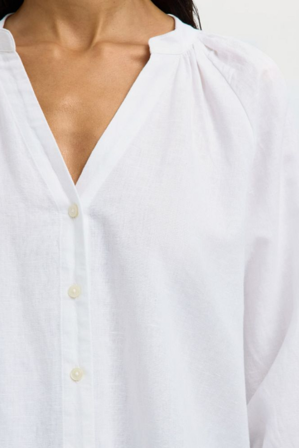 Cleo Alberta Linen Blend Shirt - Bright White