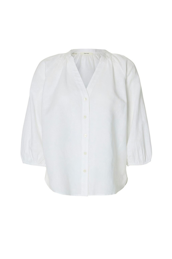 Cleo Alberta Linen Blend Shirt - Bright White