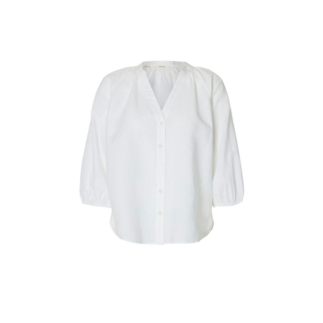 Cleo Alberta Linen Blend Shirt - Bright White