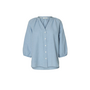Cleo Alberta Linen Blend Shirt - Dusty Blue/Bright White