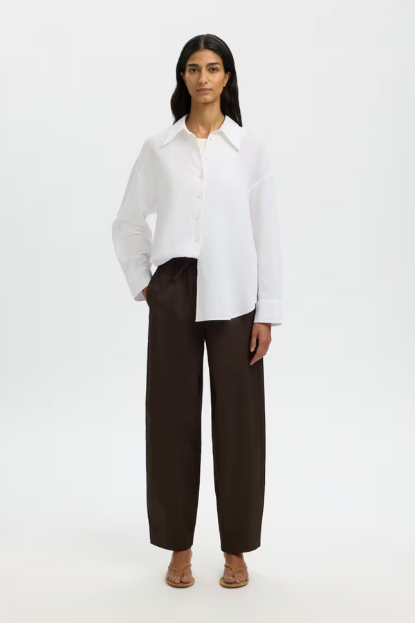 Cleo Oversize Linen Blend Shirt - Bright White
