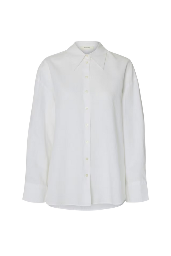 Cleo Oversize Linen Blend Shirt - Bright White