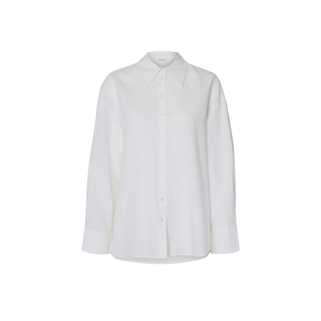 Cleo Oversize Linen Blend Shirt - Bright White