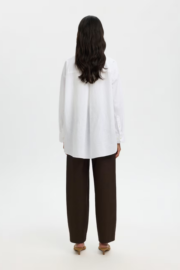 Cleo Oversize Linen Blend Shirt - Bright White
