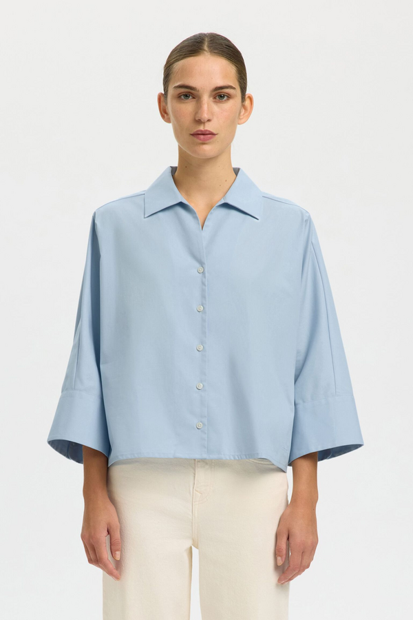 Ester Oversize 3/4 Shirt - Cashmere Blue