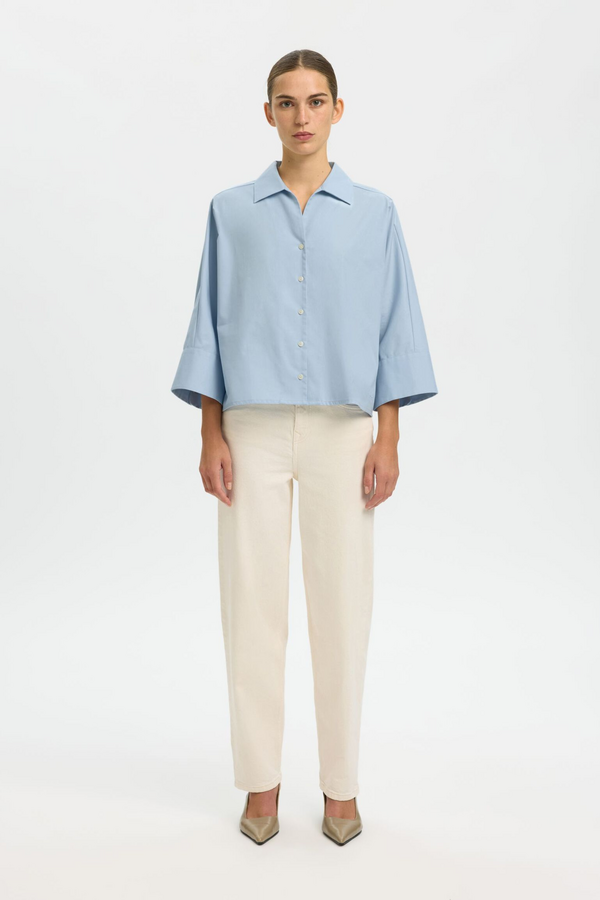 Ester Oversize 3/4 Shirt - Cashmere Blue