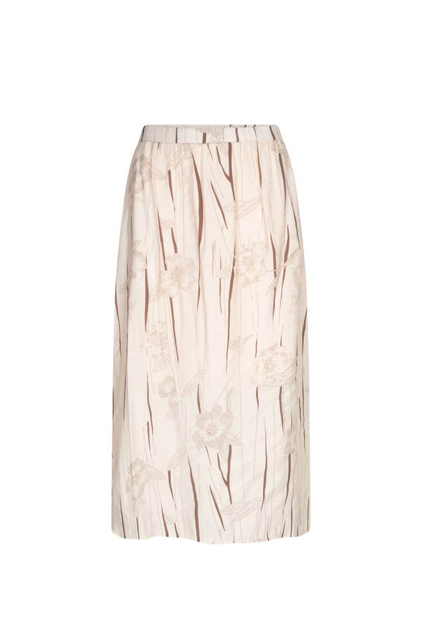 Midi Bloemen Rok - Créme