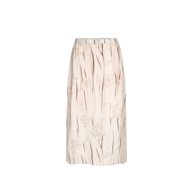 Midi Bloemen Rok - Créme