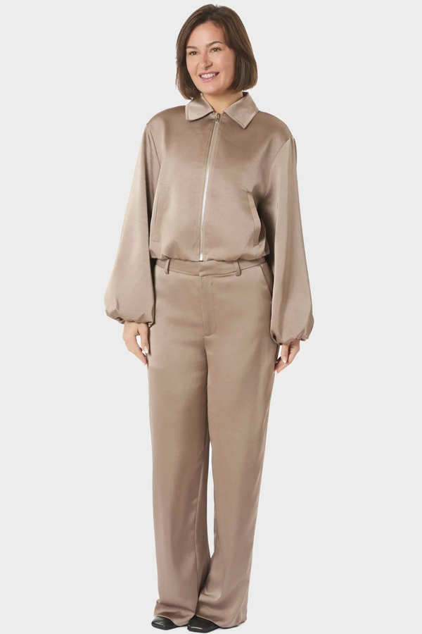 Denielle Heavy Sateen Jacket - Dark Taupe