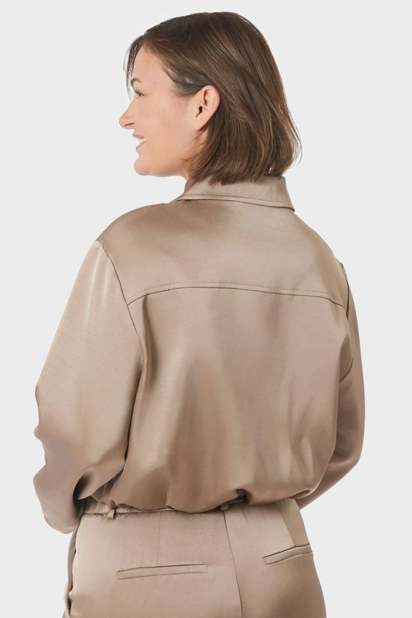 Denielle Heavy Sateen Jacket - Dark Taupe