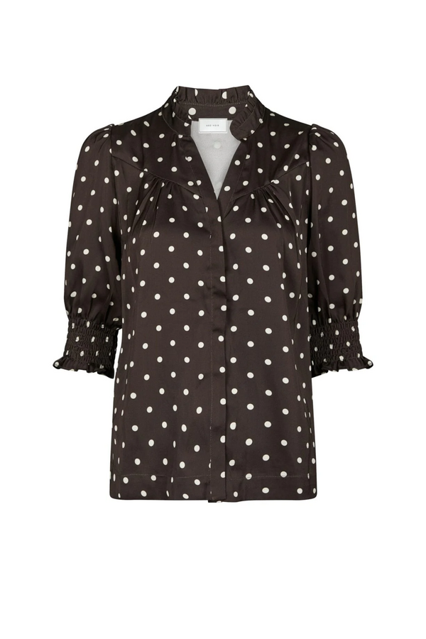 Diana Dot Blouse - Dark Brown