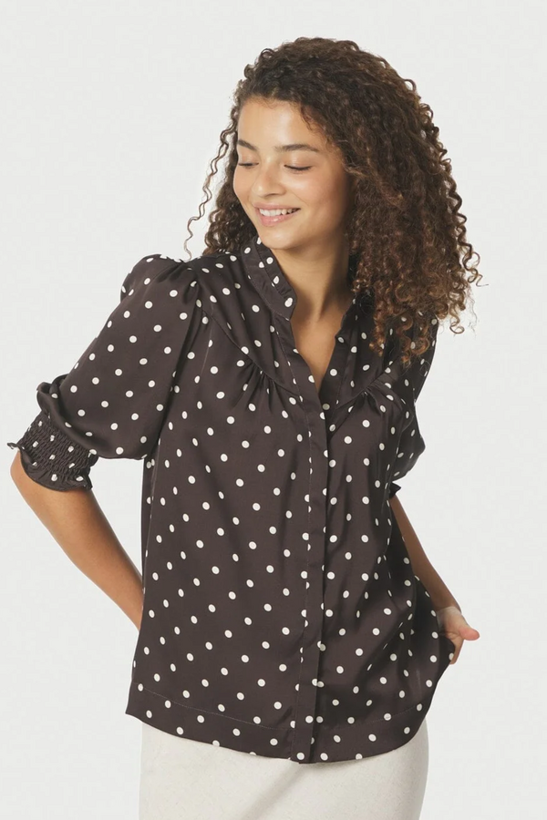 Diana Dot Blouse - Dark Brown