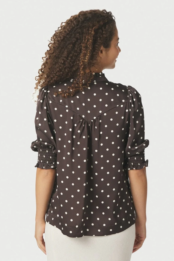 Diana Dot Blouse - Dark Brown