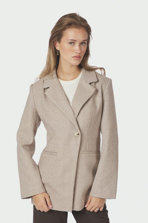 Bowie Herringbone Blazer - Sand