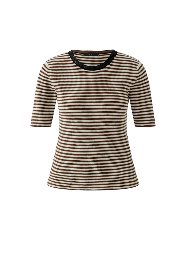Striped Pullover - Brown/White