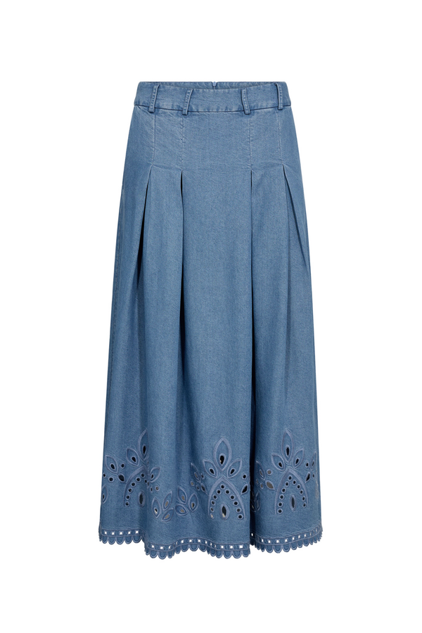 Tilly Pleat Skirt - Demin Blue