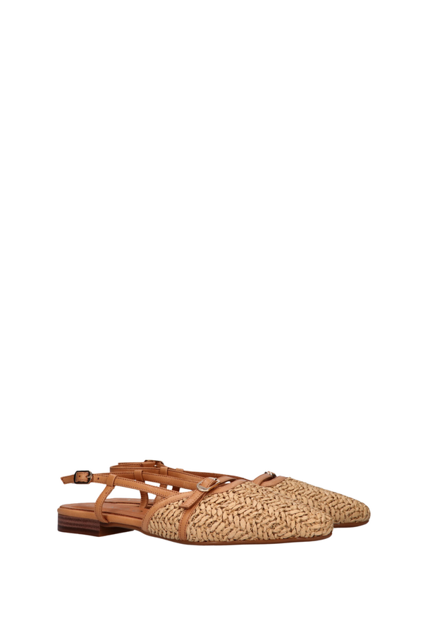 Duna Slingbacks - Cognac Raffia