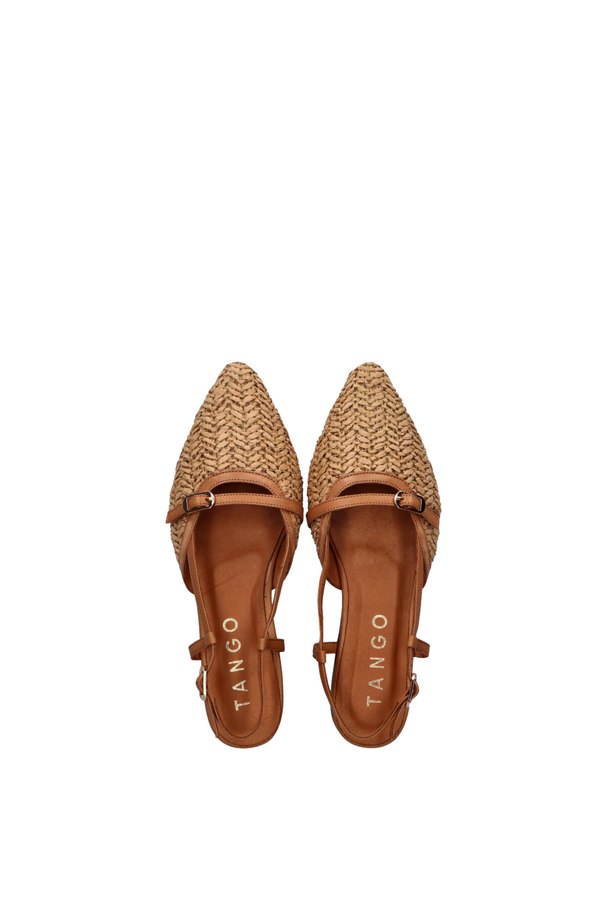 Duna Slingbacks - Cognac Raffia