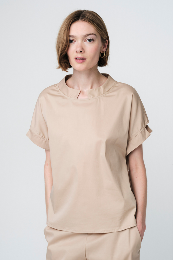 Poplin Loos Fit Top - Sabbia