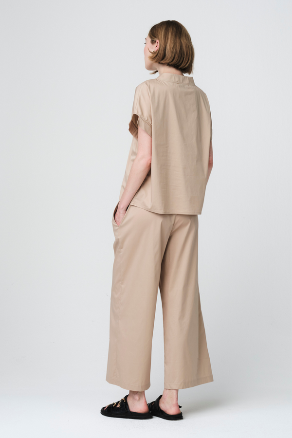 Poplin Loos Fit Top - Sabbia