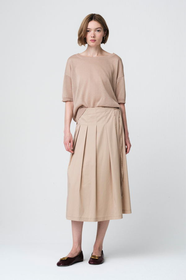 Poplin Dubbel Mid Skirt - Sabbia