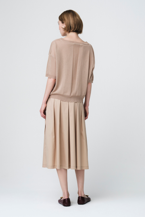 Poplin Dubbel Mid Skirt - Sabbia