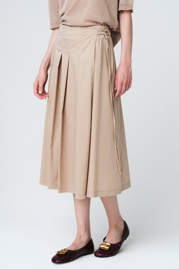 Poplin Dubbel Mid Skirt - Sabbia