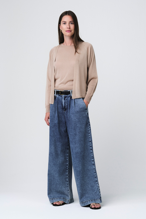 Fine Viscose Cardigan - Gold Beige