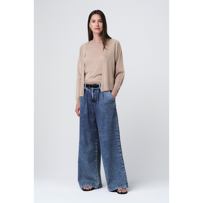 Fine Viscose Cardigan - Gold Beige