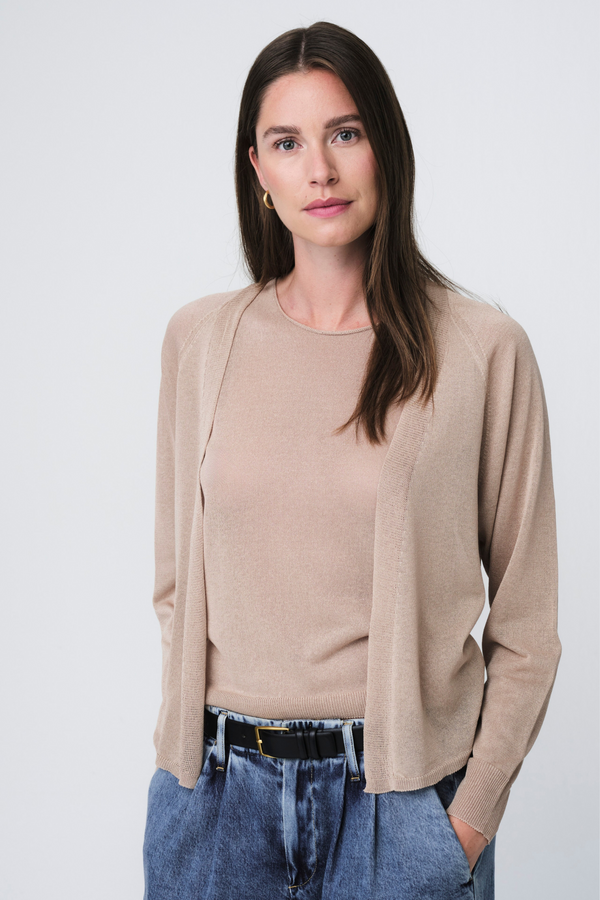 Fine Viscose Cardigan - Gold Beige